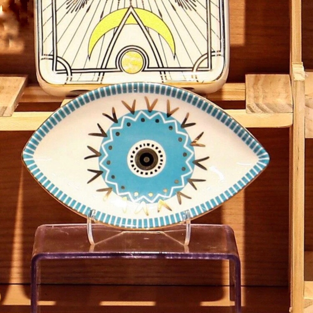 New Magic Blue Evil Eye Porcelain Jewelry Tray ~ Turkish Eye Trinket Tray - Picture 6 of 15